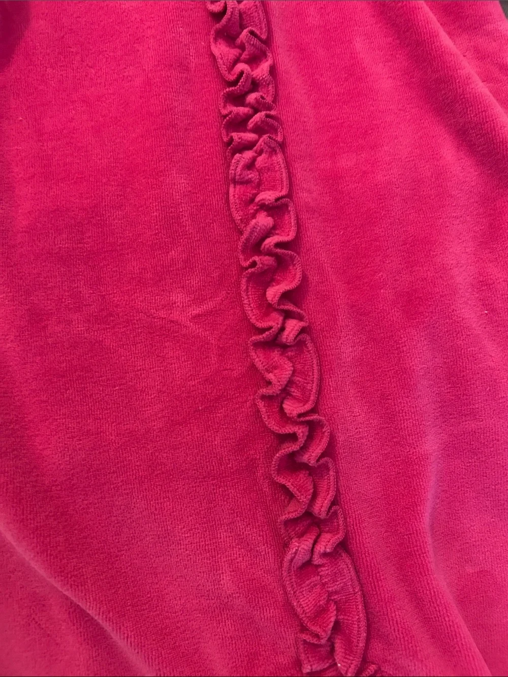 Baby Gap Pink Velour Ruffle-Front Footed One-Piece with White Collar
